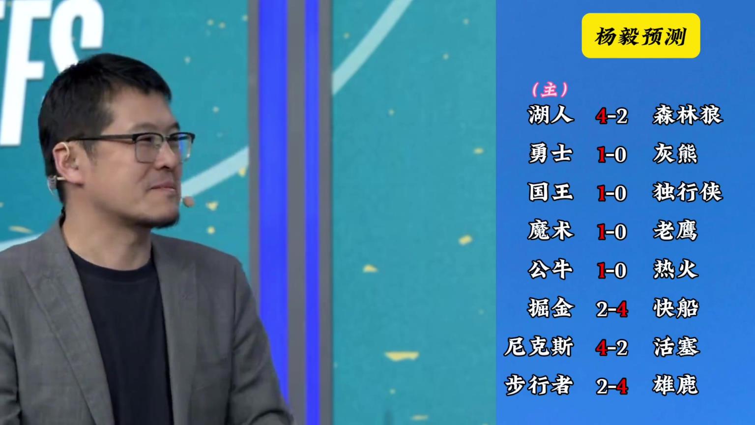 明燈來(lái)了！看看楊毅的季后賽預(yù)測(cè)：湖人4-2狼 快船4-2掘金